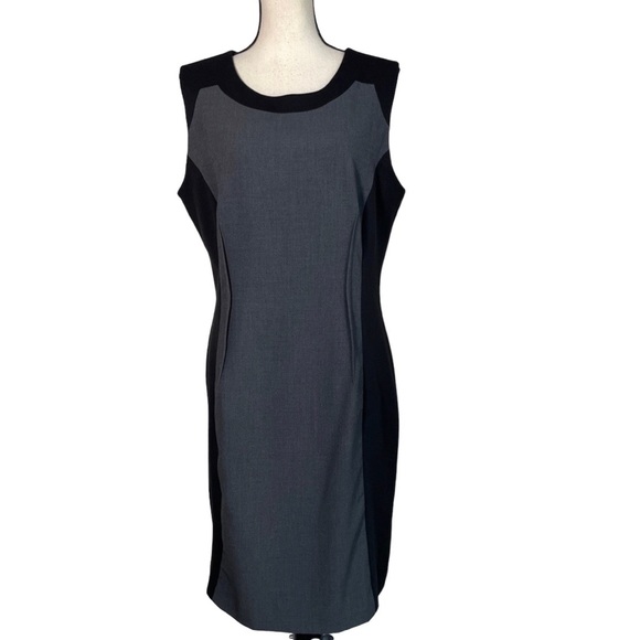 Calvin Klein Dresses & Skirts - Calvin Klein Black Gray Colorblock Sleeveless Sheath Office Wear Dress 14